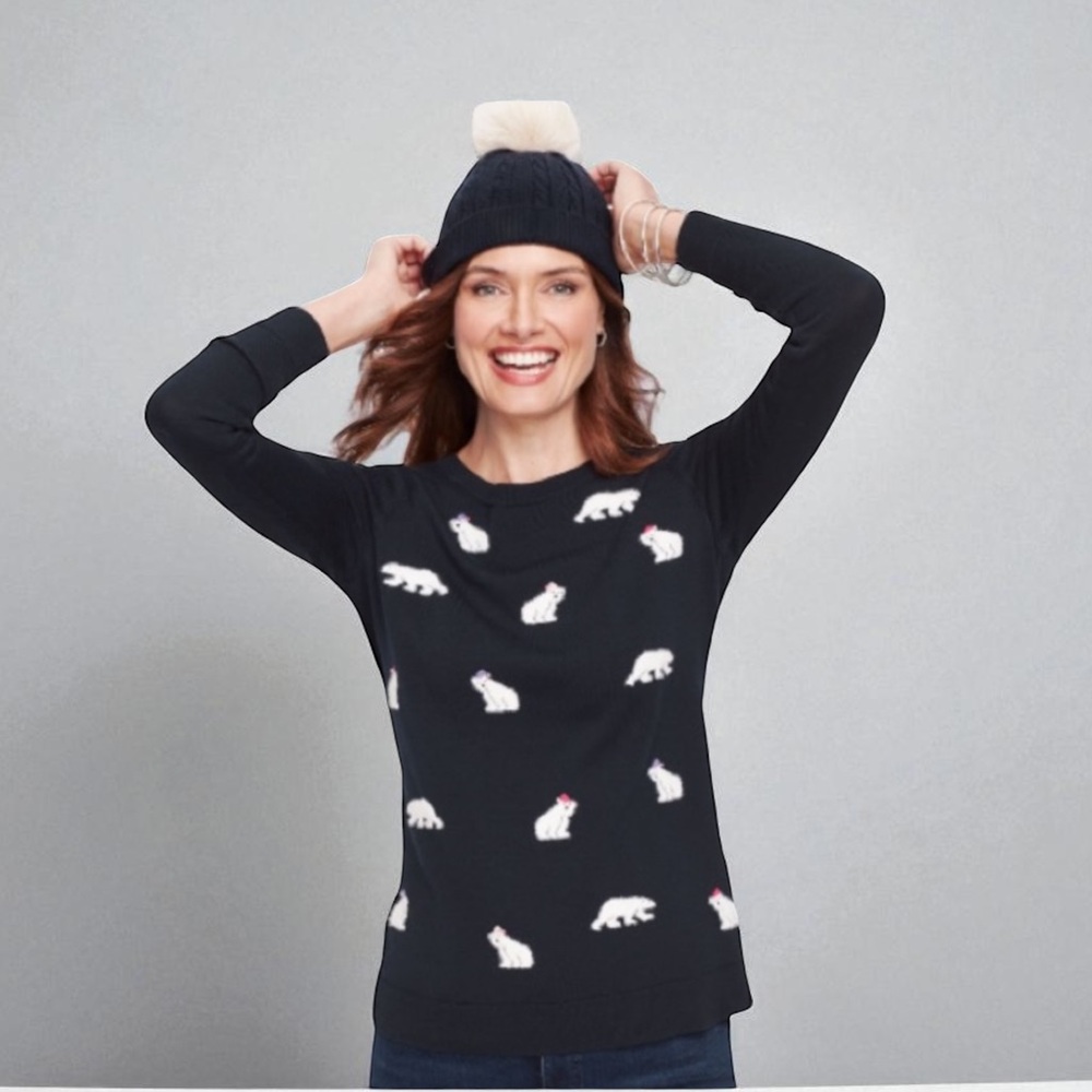 New! TALBOTS MINI POLAR BEAR SWEATER SIZE MEDIUM